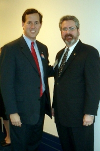 Sen. Rick Santorum (R-PA) with Michael J. Rosen at CARE Act rally.